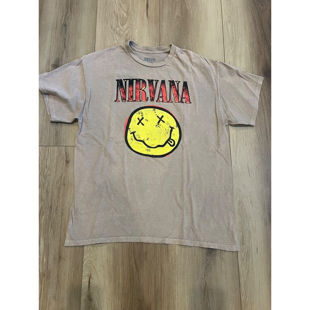 Nirvana Shirt, Men's Size Large, Brown Red Yellow
